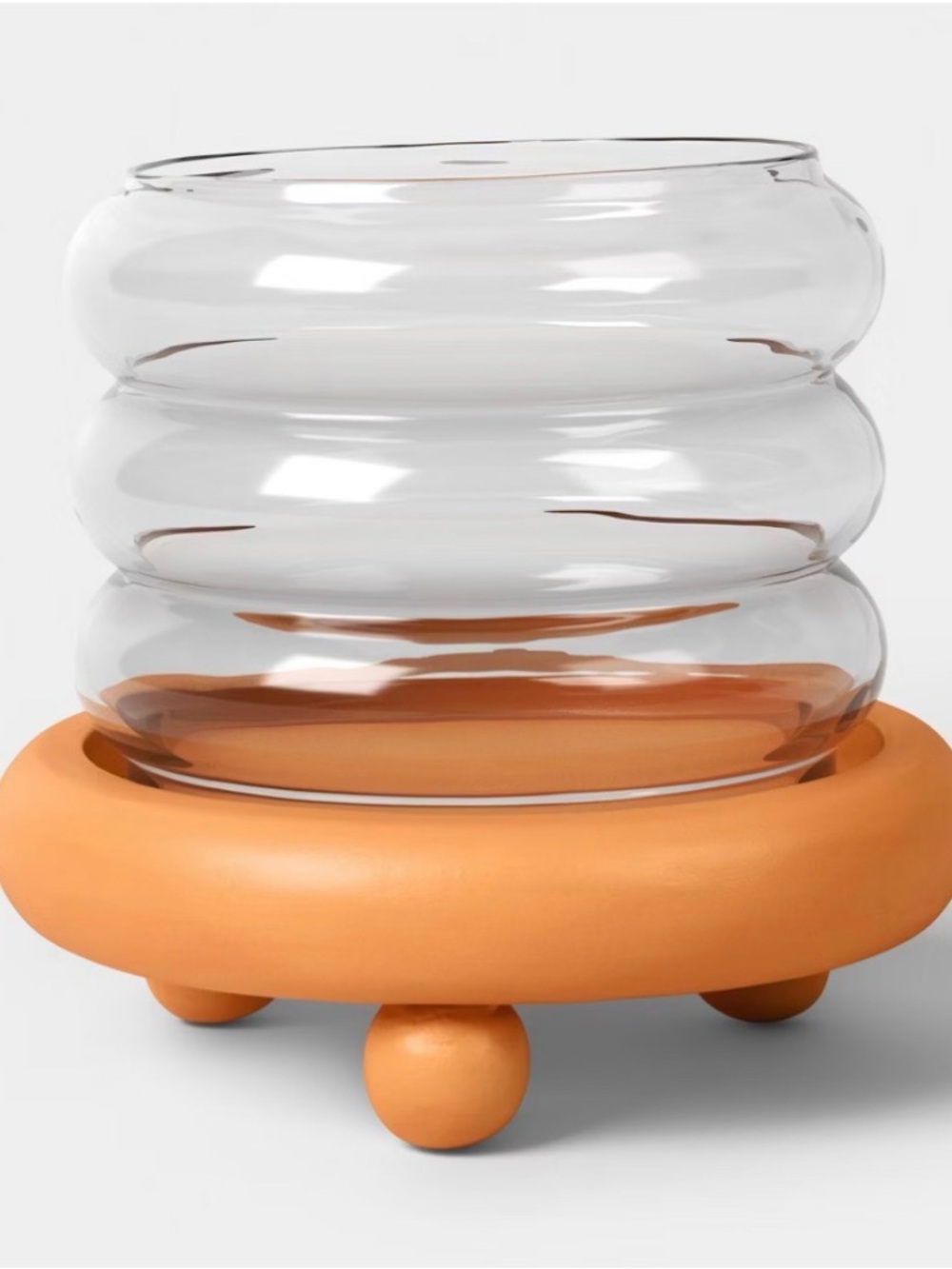 New! Threshold 6" x 6.5" Terracotta with Glass Lantern Ruffled Planter/Vase